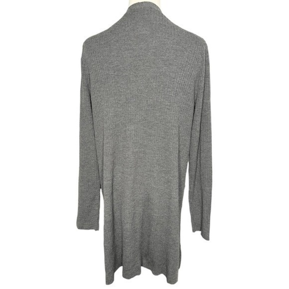 Eileen Fisher Long Cardigan Wool‎ Crepe Rib Pockets Size Large - Picture 2 of 7